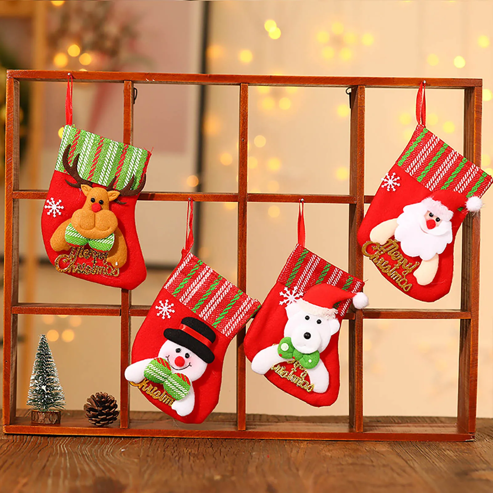 

Рождественские чулки, Санта-олень, тканевые подарочные носки, Рождественская прекрасная сумка для детей, камин, елка, Рождественское украшение