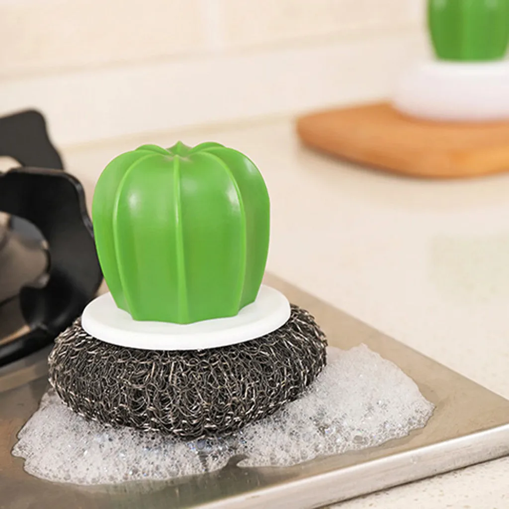 2 шт. ручка нержавеющая сталь проволочным шариком кухонная щетка для чистки