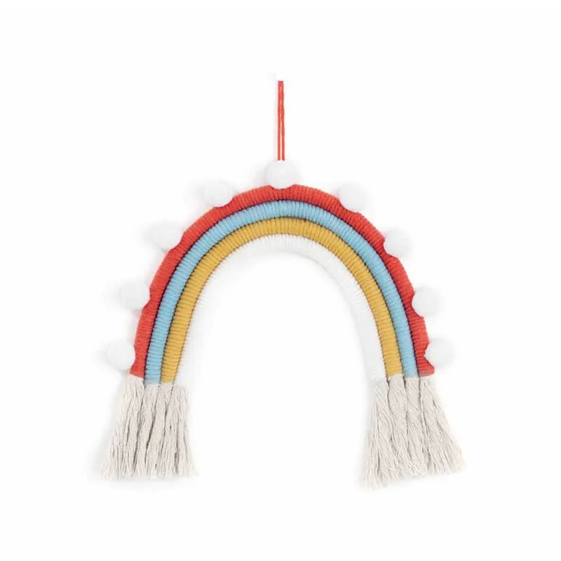 Nordic Handmade Rainbow Ornament Boho Tassels Balls Photograph Props Kids Room Wall Hanging Decor Girls Ornaments |