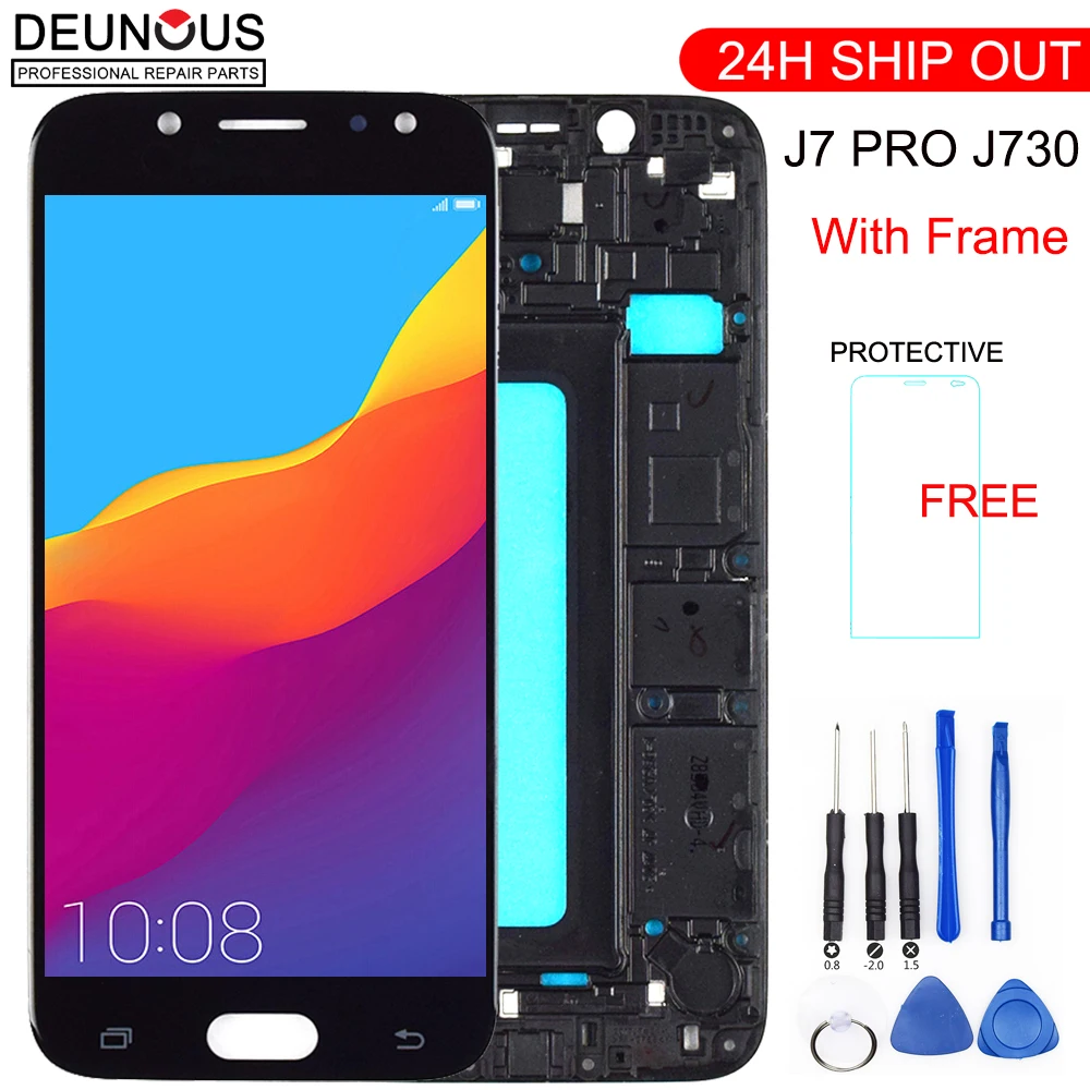 

New For Samsung Galaxy J7 Pro 2017 J730 SM-J730F J730FM/DS J730F/DS J730GM/DS LCD Display+Touch Screen Digitizer Assembly Frame