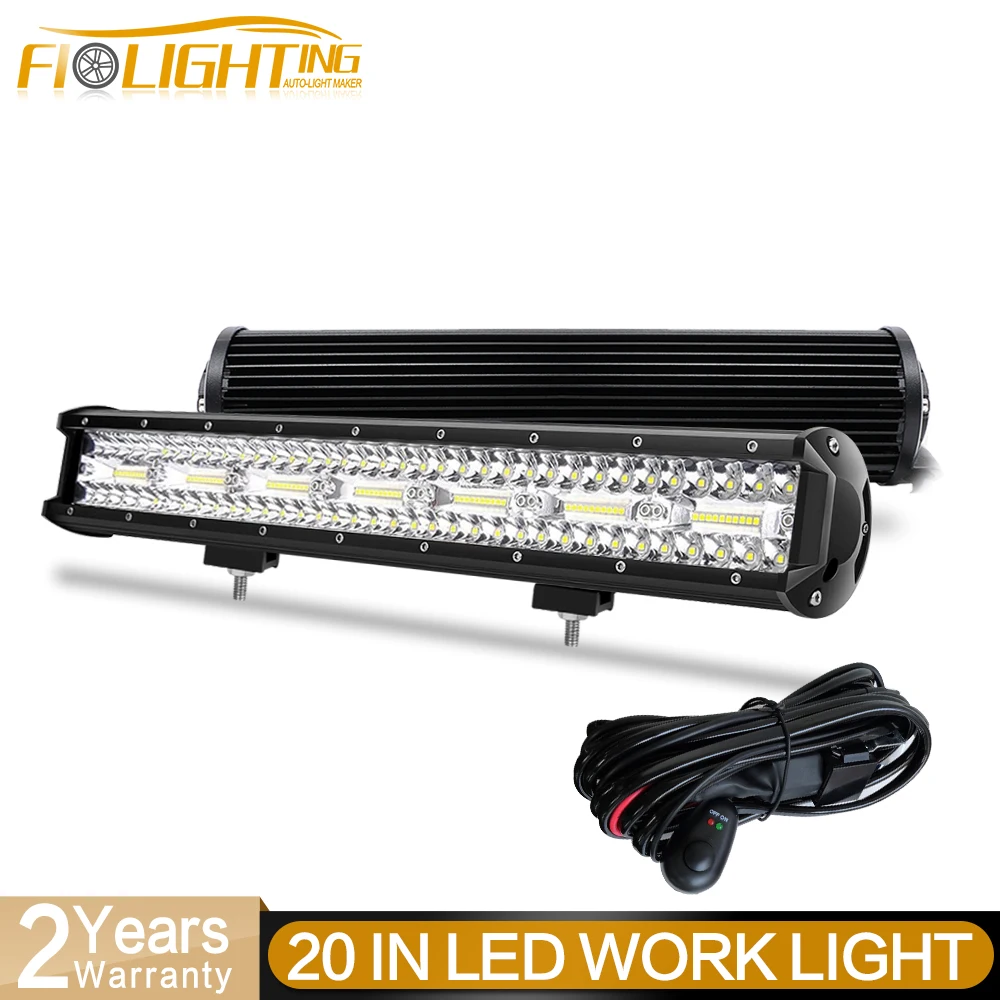 

Светодиодный светильник FI-Light ing, 3 ряда, 20 дюймов, 420 Вт, комплект проводов, комбинированный луч для трактора, 4X4, УАЗ, полноприводного вездеход...