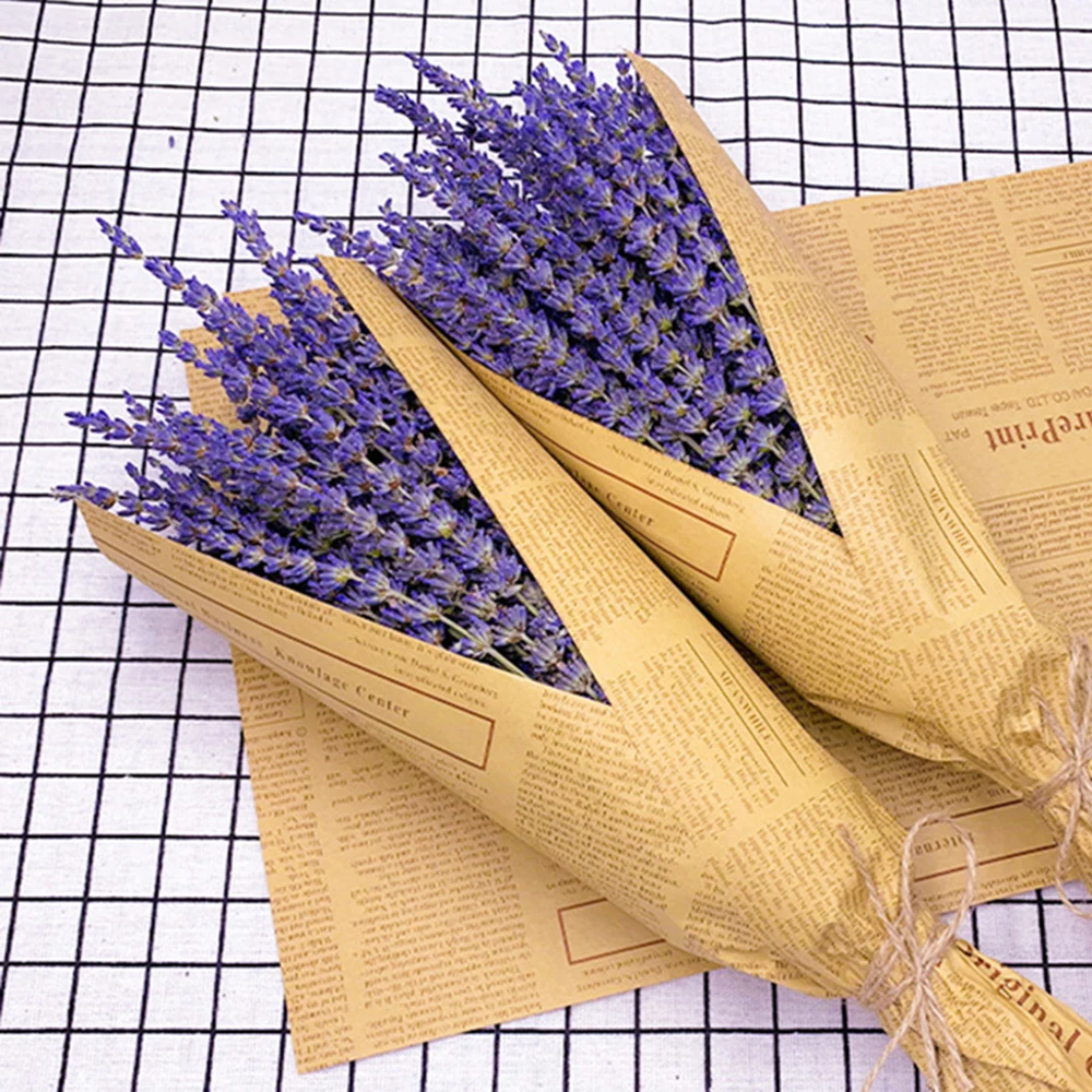 1 букет сушеных цветов лаванды с крафт бумажной упаковкой домашнее