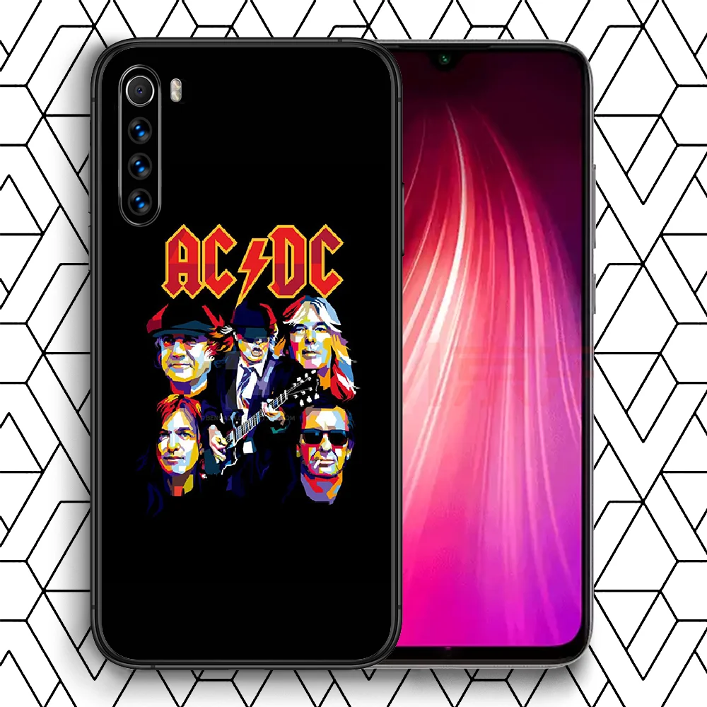 

rock popular AC DC band Phone Case For Xiaomi Redmi Note 7 8 8T 9 9S 4X 7 7A 9A K30 Pro Ultra black Coque Luxury Prime Pretty