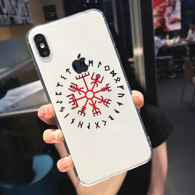 

Viking Vegvisir Odin Nordic Phone Case Transparent for iPhone 6 7 8 11 12 s mini pro X XS XR MAX Plus