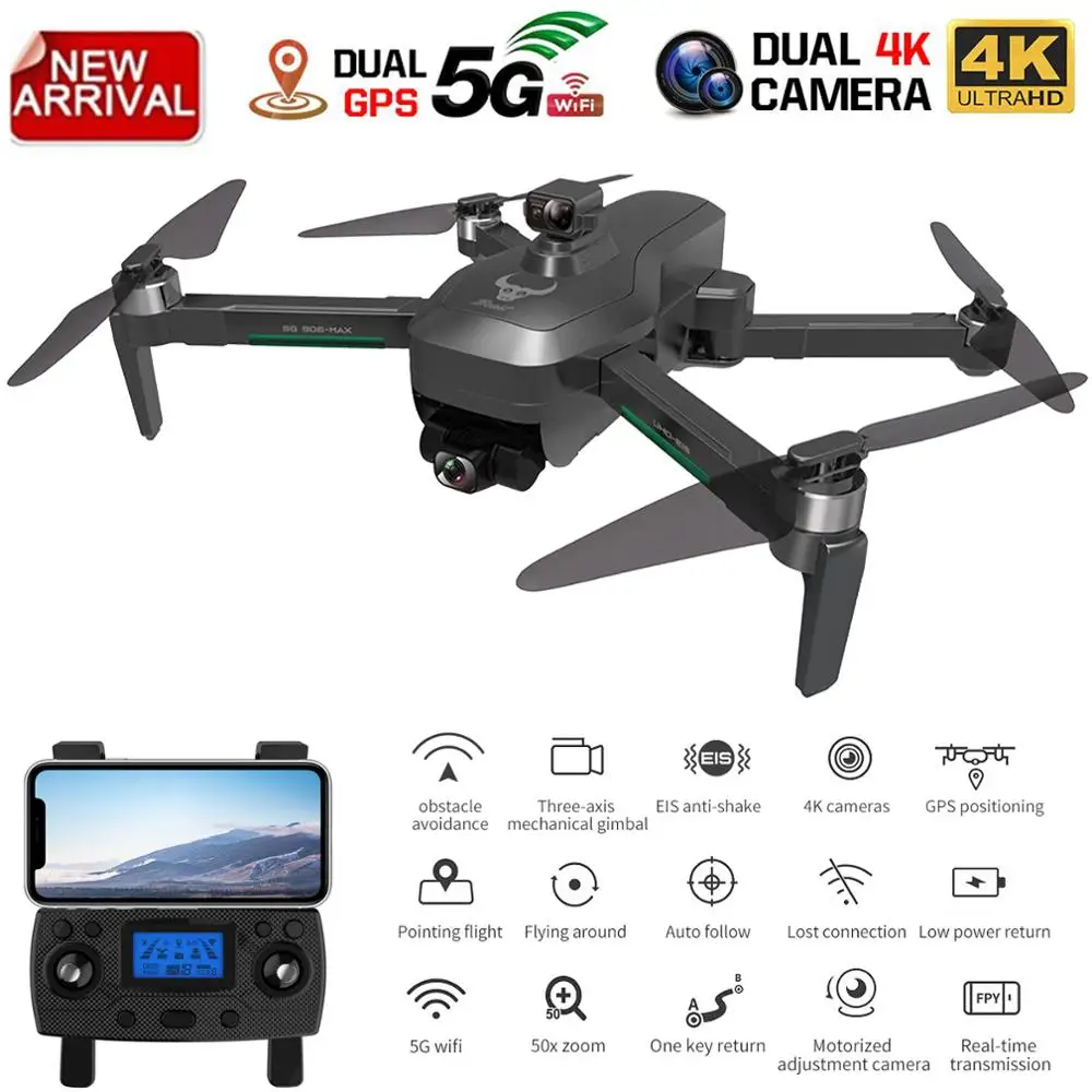 SG906 Max/PRO 2 Дрон EVO 3 осевому гидростабилизатору 4K HD камера GPS 5G Wi Fi FPV