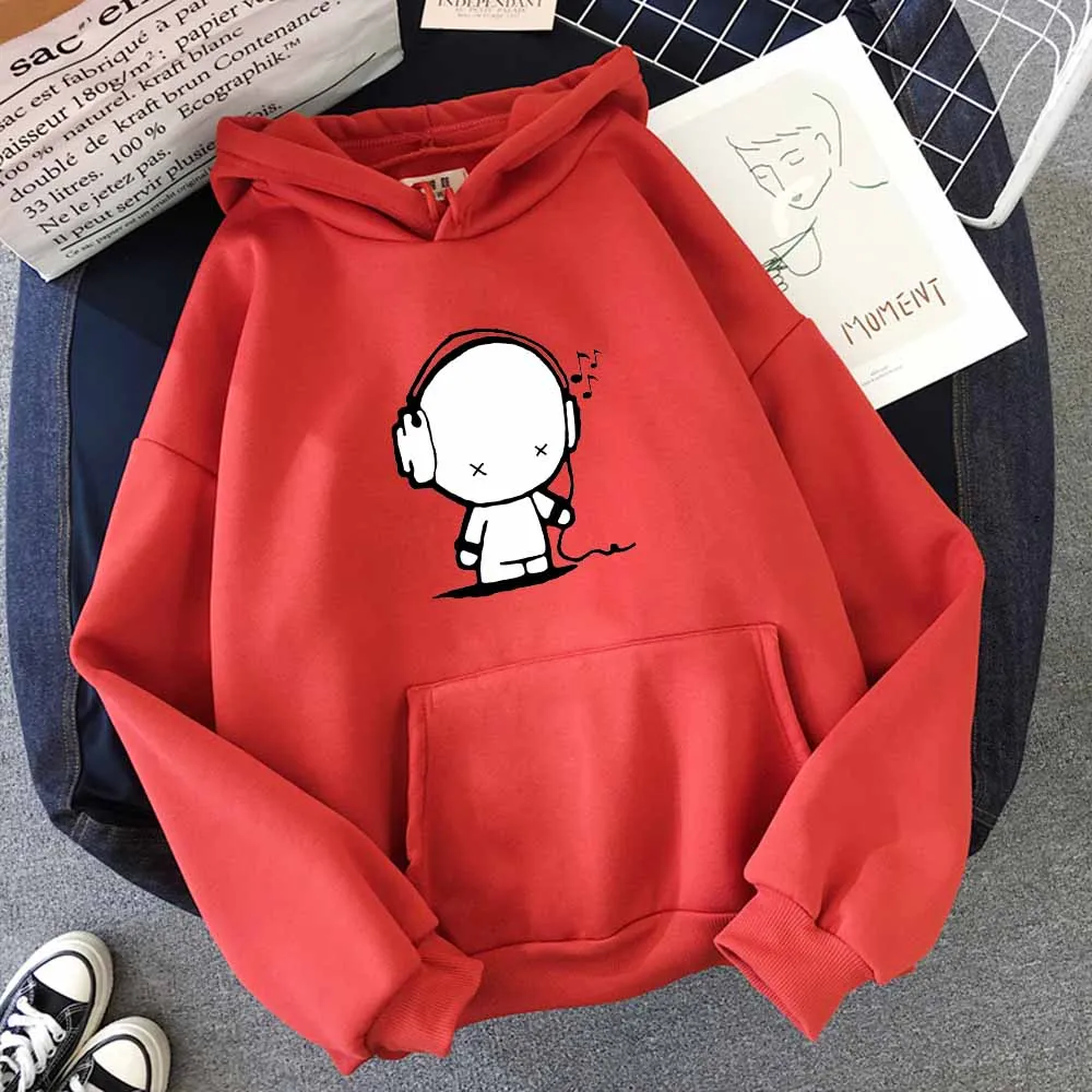 

Забавный принт пуловер Толстовка уличная Kawaii для девочек Толстовка Harajuku прослушивания музыки модная Толстовка С Карманами, свитер с длинны...