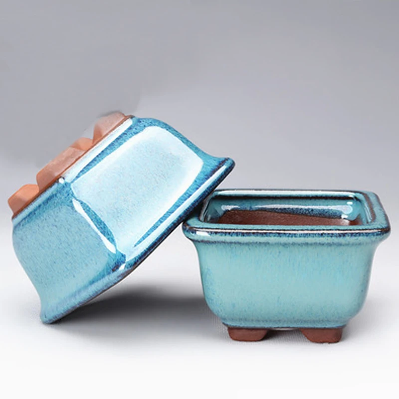 

Цветочный горшок для суккулентных растений глазурованный квадратный керамический горшок с дренажным отверстием, толстые стены, Восточное ...