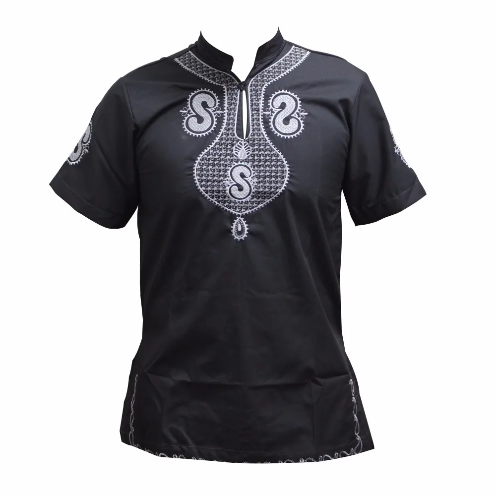

Dashiki African tops New Design Men's Embroidery Short Sleeve Best Traditional Mali Muslim T-shirt