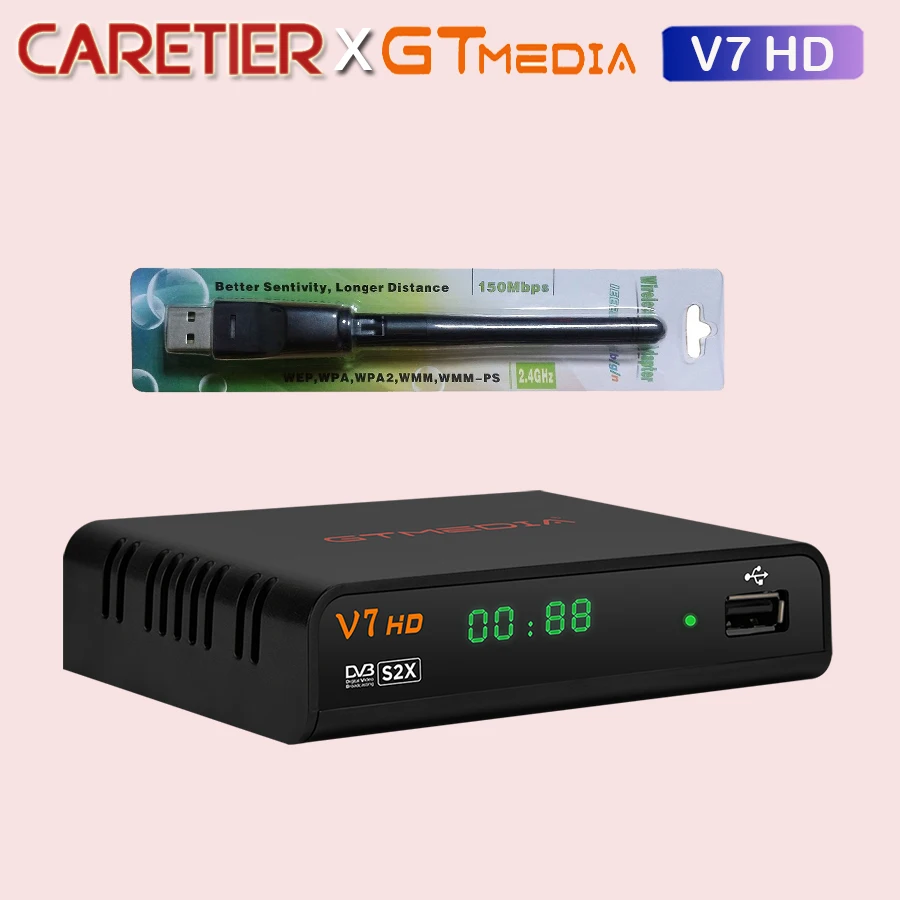

20PCS Satellite Receiver Gtmedia V7 HD DVB-S/S2/S2X H.264 BP MPEG-4 SP profile H.264 BP 1080P Include USB Wifi