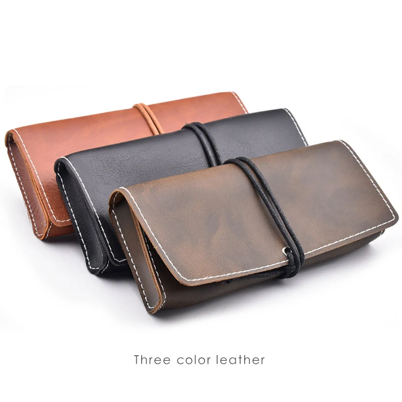 

Retro Soft Leather Glasses Bag Handmade PU Leather Pocket Glasses Pouch For Men Sunglasses Bag Eyewear Accessories