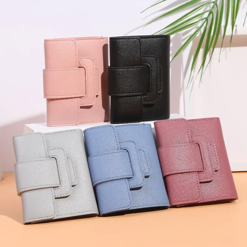 

New style wallet ladies short buckle coin pouch purse wallet purse wallet change PU leather small card holder small clutches