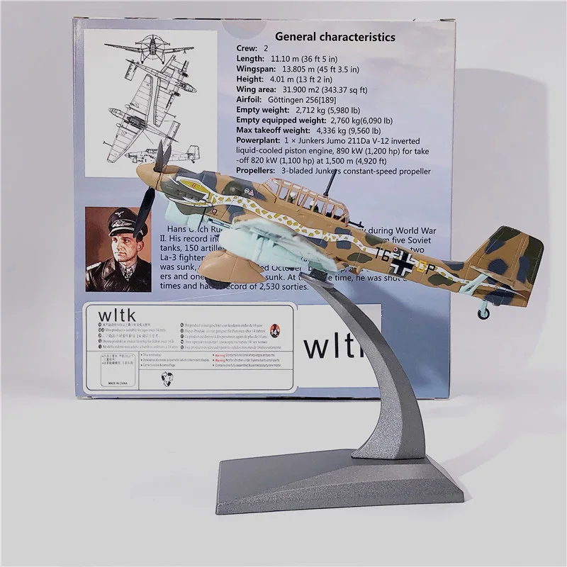 Модель немецкого боевого самолета Stuka JU-87 Dive модель литая металлического