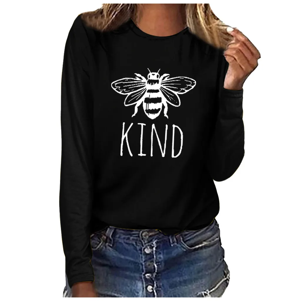 Футболка женская с круглым вырезом и длинным рукавом модная рубашка в стиле хип