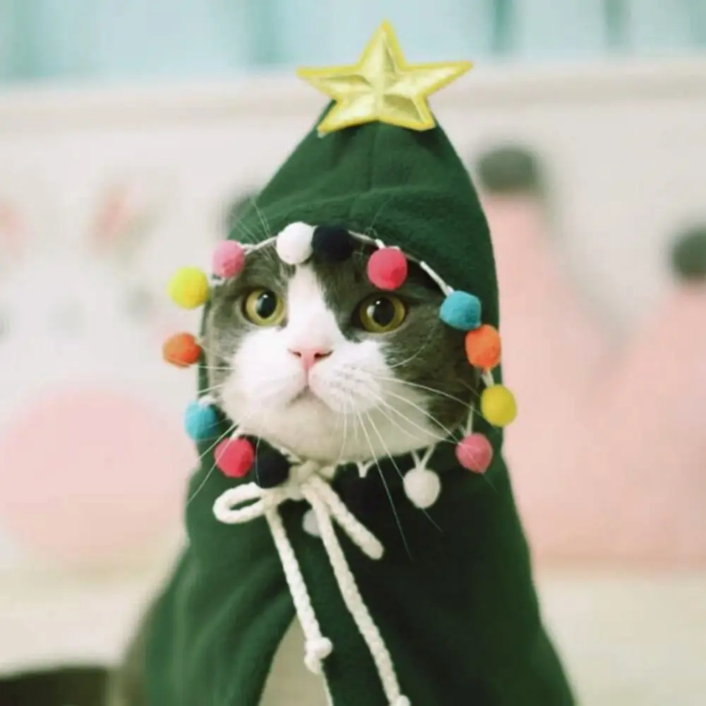 Накидка с красочными шариками для домашних животных Рождественский костюм кошки