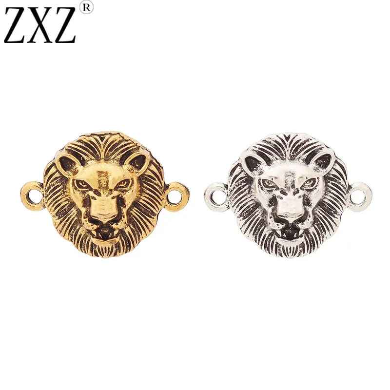 ZXZ 10 шт. тибетский серебряный/Золотой тональный разъем для головы льва шармы