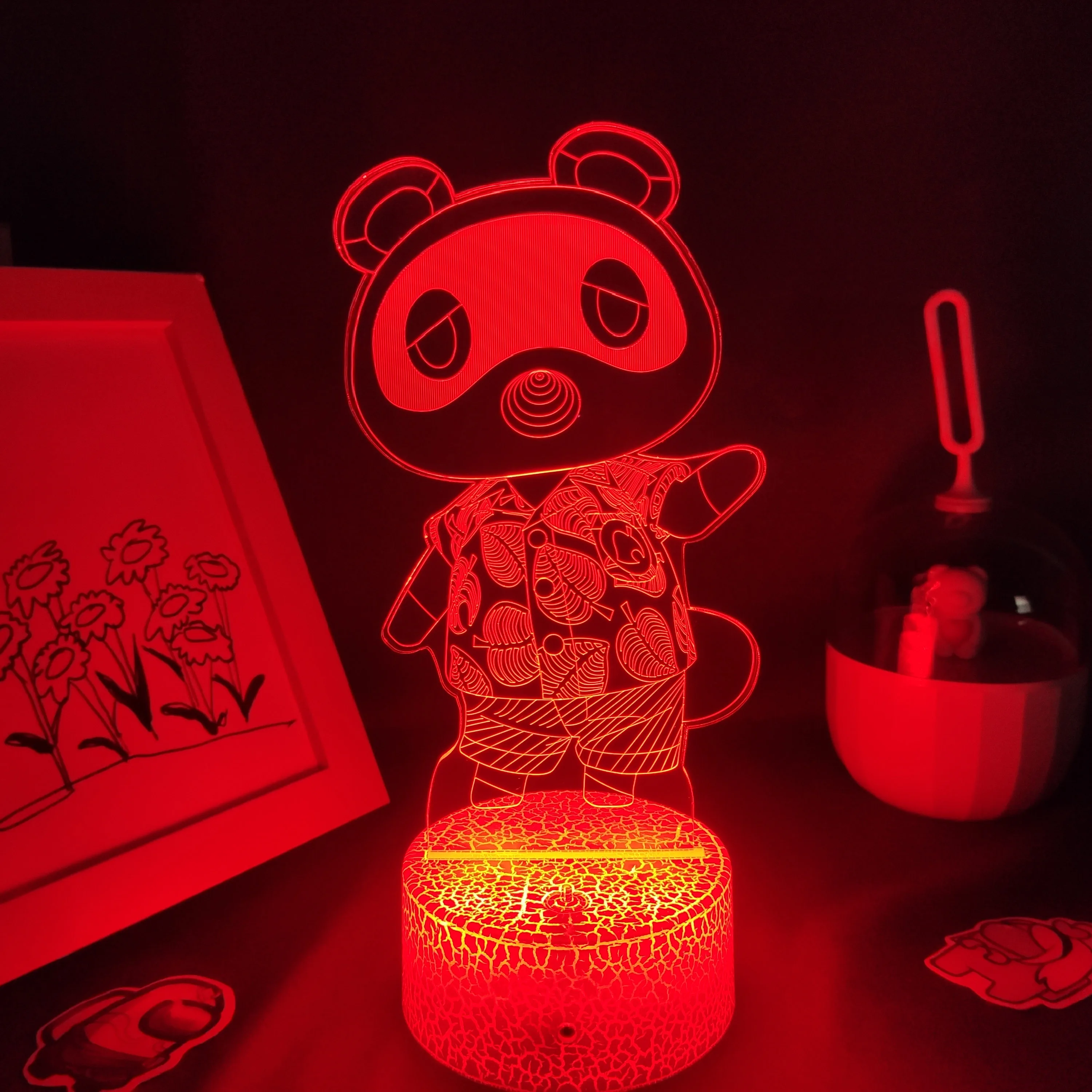 3D светодиодные лампы с пересекающимися животными персонажами Tom Nook RGB ночные