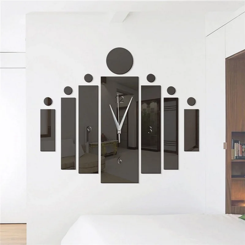 

3D самодельные акриловые настенные часы, бесшумные зеркальные наклейки на стену, для гостиной, офиса, домашнего декора, креативный современн...