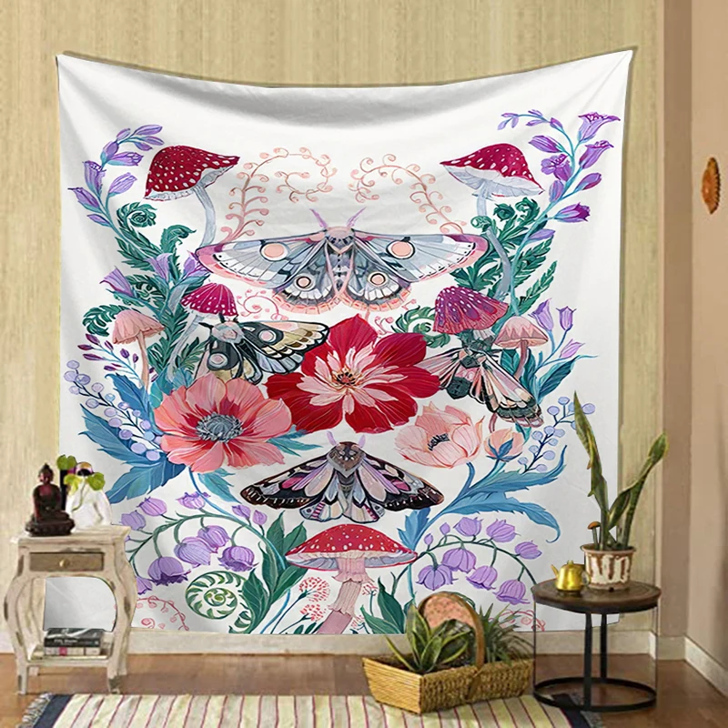 3D Printed Butterfly and Moon Wall Hanging Tapestry For Bedroom Decor Sandy Beach Throw Rug Blanket Travel Camping Mattress Mats | Мужская