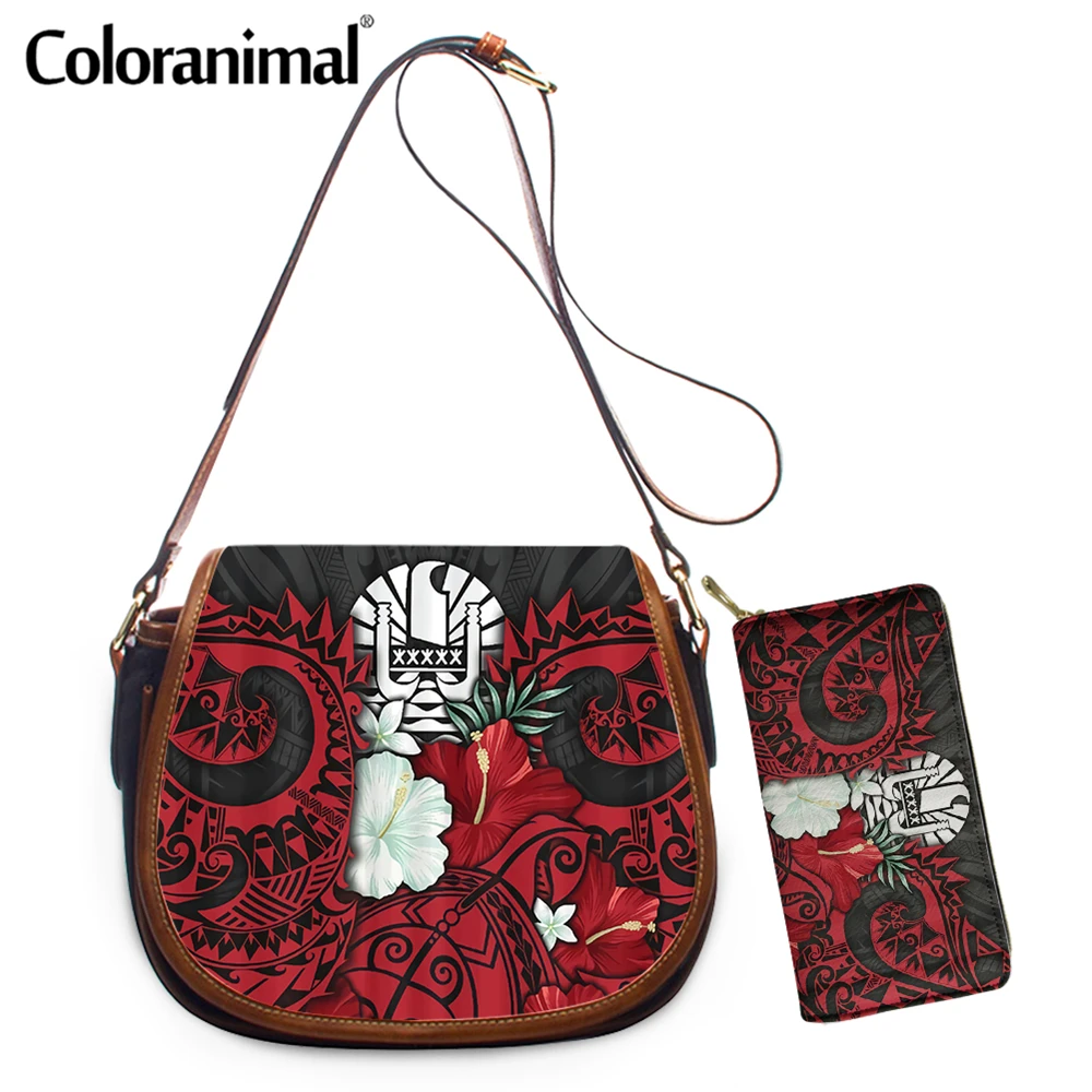 

Coloranimal Fashion Women 2Pcs/Set Crossbody Bag&Wallet Tahiti Hawaii Kanaka Maoli Polynesian Printed Shoulder Bag Tote Bolso
