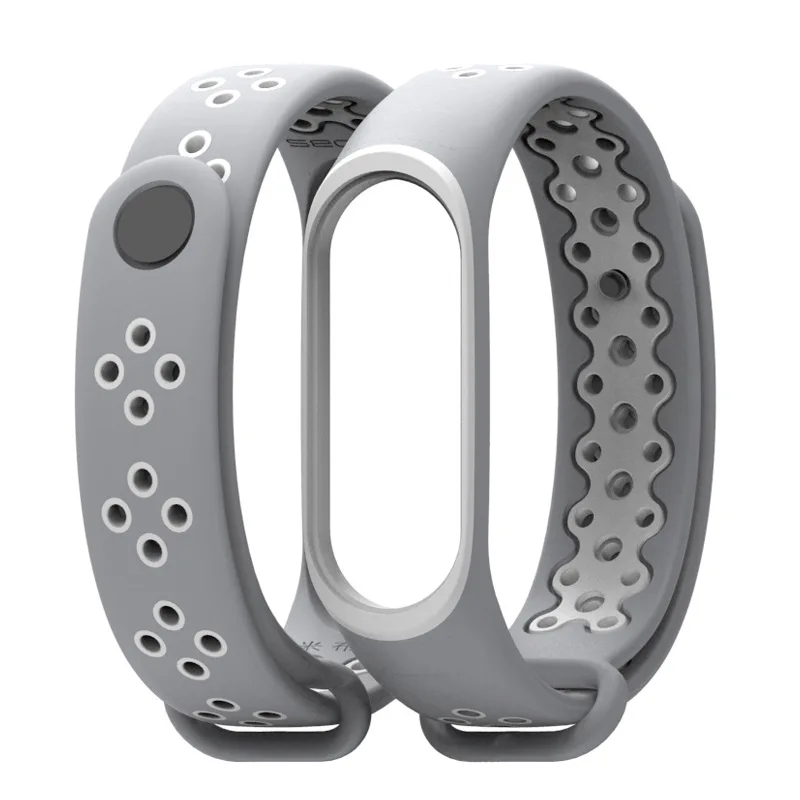 Mi Band 3 4 ремешок Спортивные Силиконовые часы браслет mi Band 3 4 ремешок аксессуары для Xiaomi mi Band 3 4 ремешок Браслет Смарт - Цвет: gray White