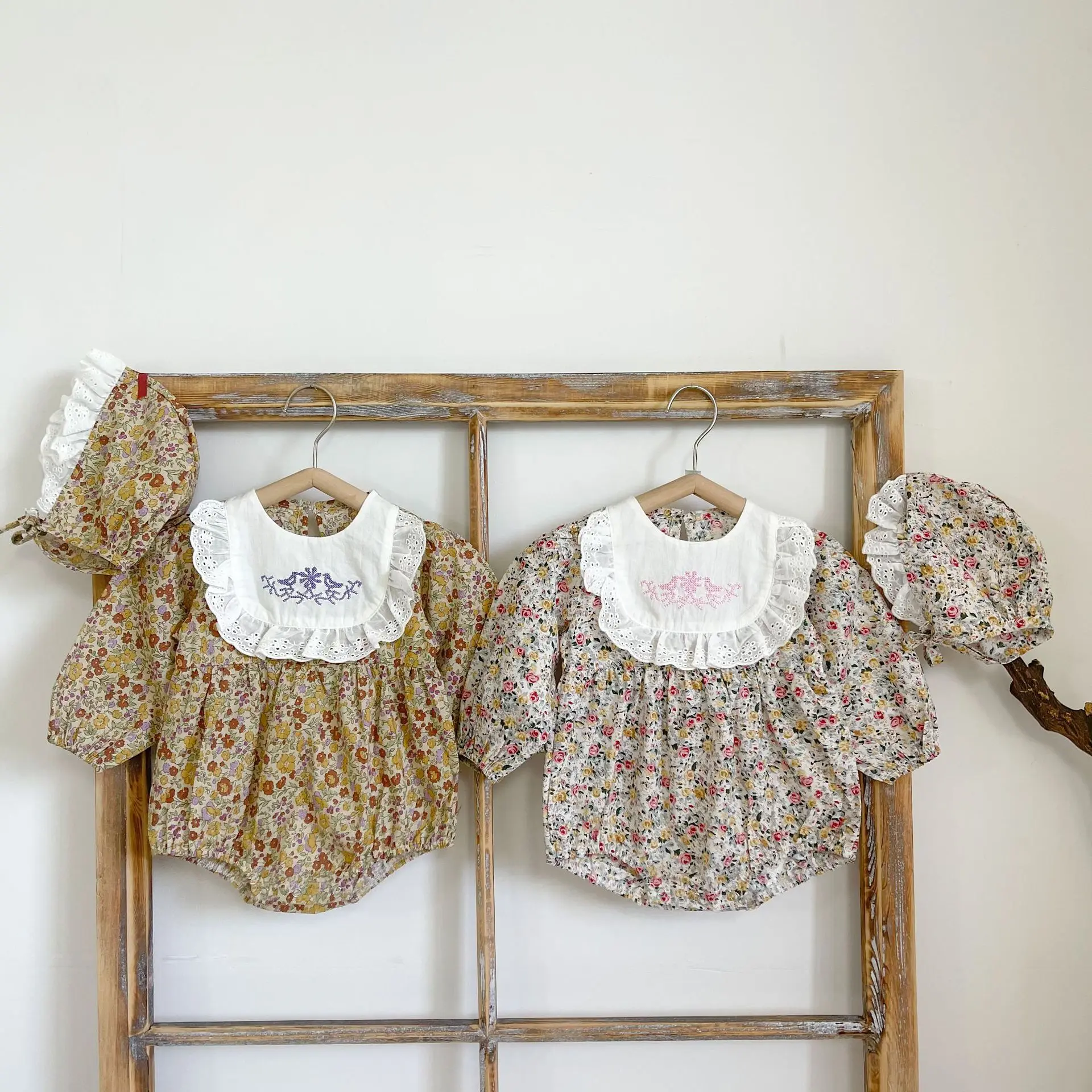 

0-3T Infant Baby Girl Bodysuit For Newborns Fashion Embroidery Long Sleeve Jumpsuits 2021 Autumn New Cotton Thicken Kids Clothes