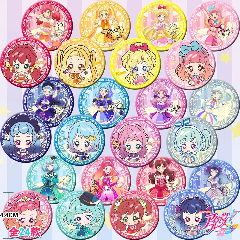 

24pcs Aikatsu Friends Hoshimiya Ichigo Kiriya Aoi Bedge Collect Backpack Bags Badge Button Brooch Pin Souvenir Cosplay Gift