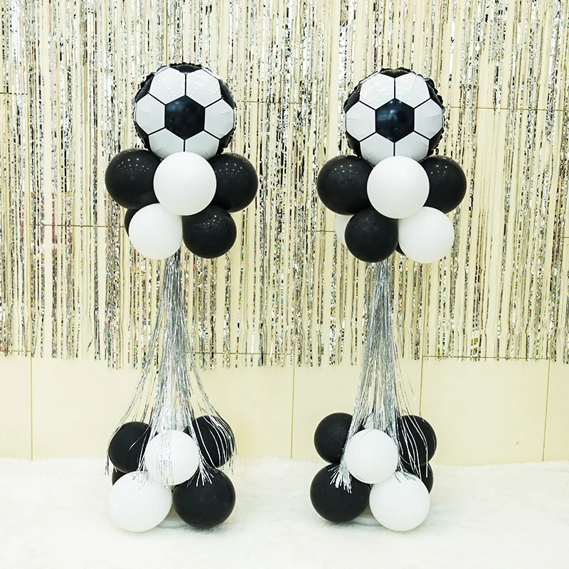 26pcs/lot 18inch Football Balloon Black White Latex Balloons Column Base Sticks Baby Shower Birthday Party Decoration Supplies