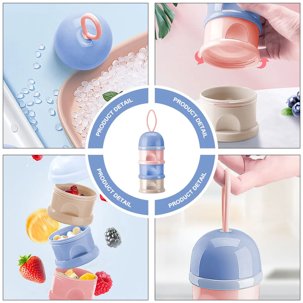 

3 Grid Portable Powder Formula Dispenser Container Baby Food Storage Case
