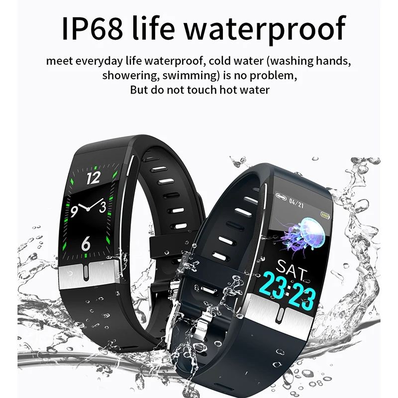 

E66 Fitness Tracker Body Temperature Smart Bracelet Heart Rate Monitor Smart Watch Music Control Sport Band