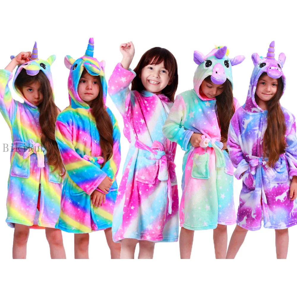 Детские Банные халаты с капюшоном в виде единорога милые банные мультяшным