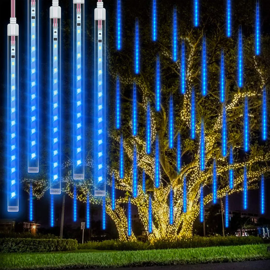 

2/4Sets 50CM Meteor Shower Rain Light Waterproof Falling Raindrop Fairy Light Garland for Christmas Holiday Party Patio Decor