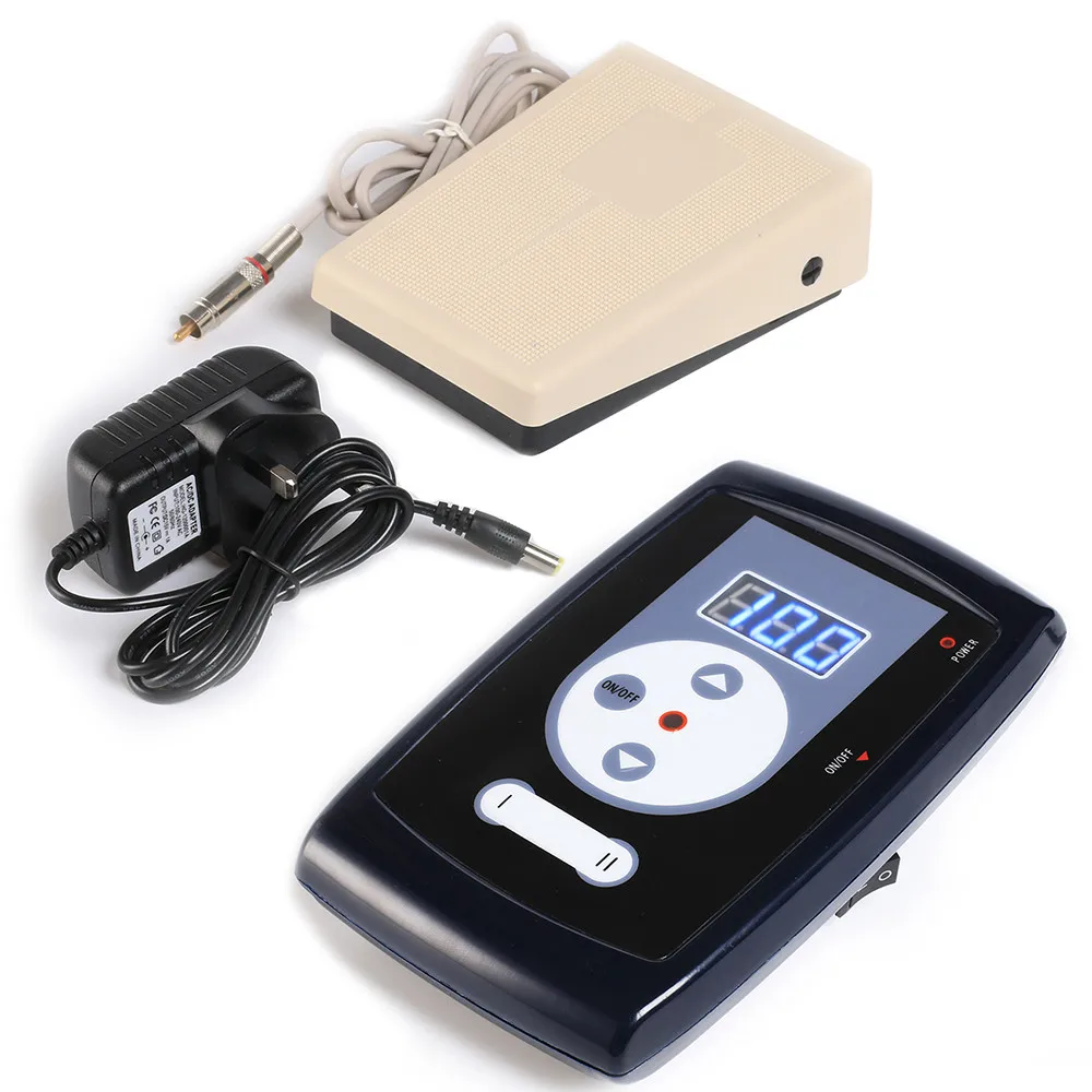 Тату Новый ЖК цифровой источник питания татуировки + педаль зажим шнур комплект