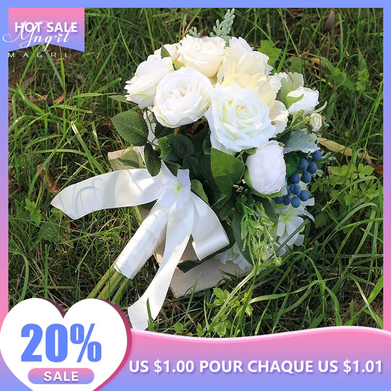 

Свадебные аксессуары MNGRL букеты для невесты Искусственные розы 28 см 700 г простые и свежие белые букеты