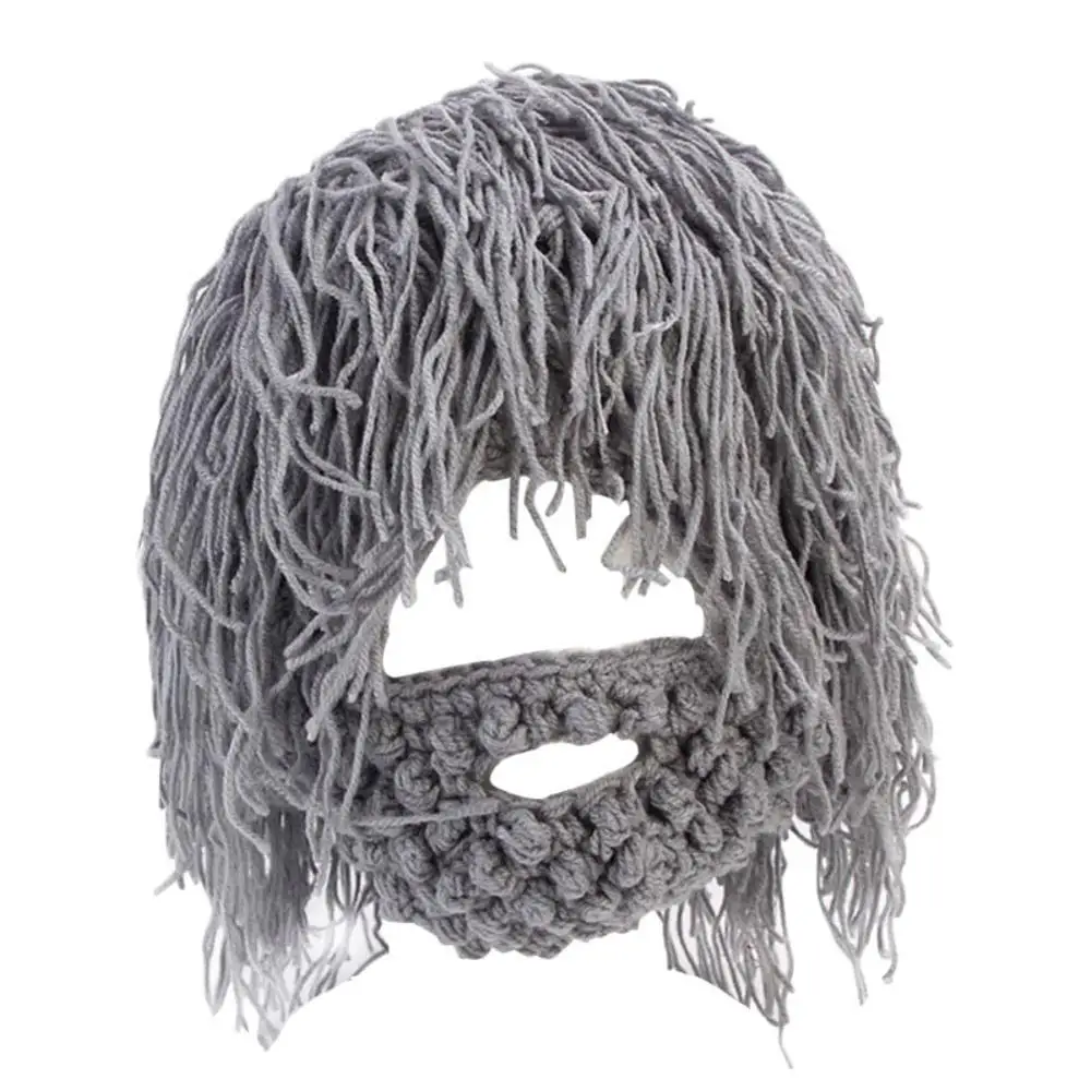 Ручной вязки Для мужчин зимняя вязанная крючком шляпа с усами шапки бородой уход