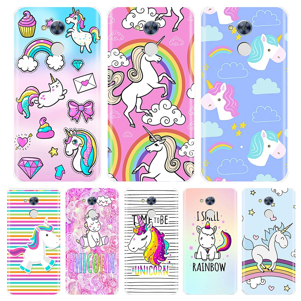 Phone Case For Huawei Honor 4C 5C 6C 6A Pro Soft TPU Silicone Cute Rainbow Unicorn Cover 4X 5A 5X 6 6X | Мобильные телефоны и