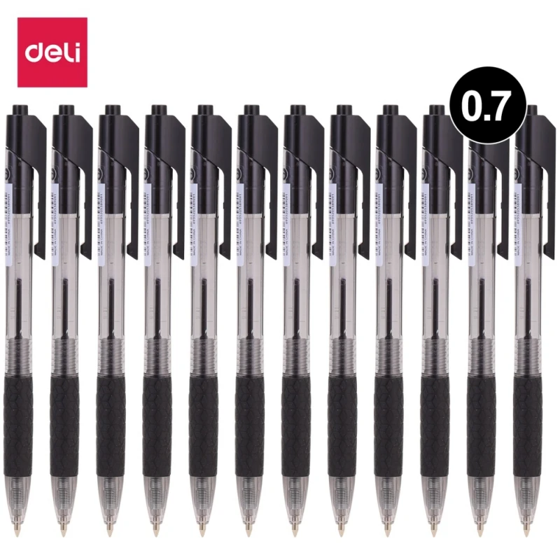 

Deli 12pcs/box Oily Pen 0.7mm Bullet Push-type Refill