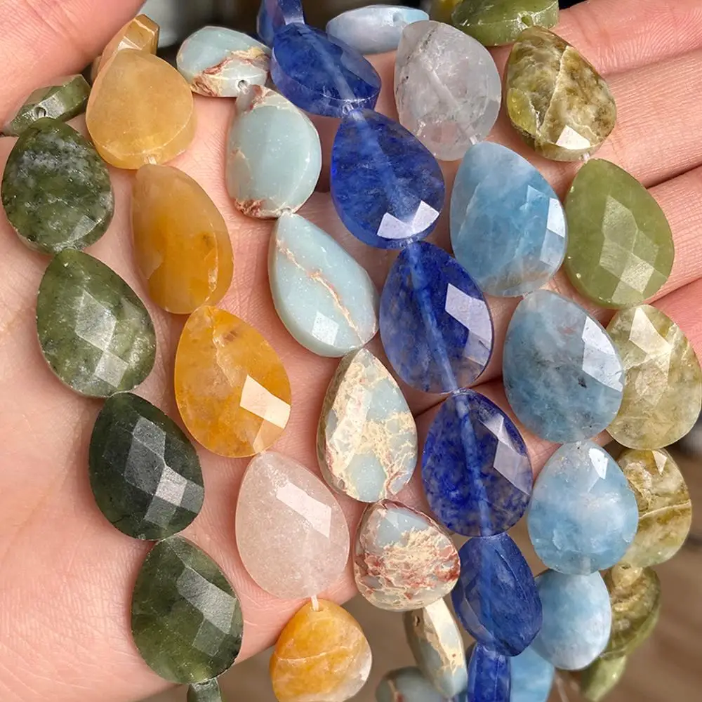 Бусины Из Натурального граненого камня желтые нефриты аквамарины кварцевые