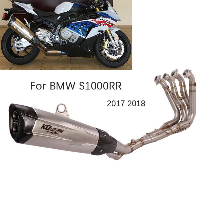 

Полная выхлопная система для BMW S1000RR 2017 2018, выхлопная труба для мотоцикла, штырь средней трубы, слипон, двойной Выпускной глушитель