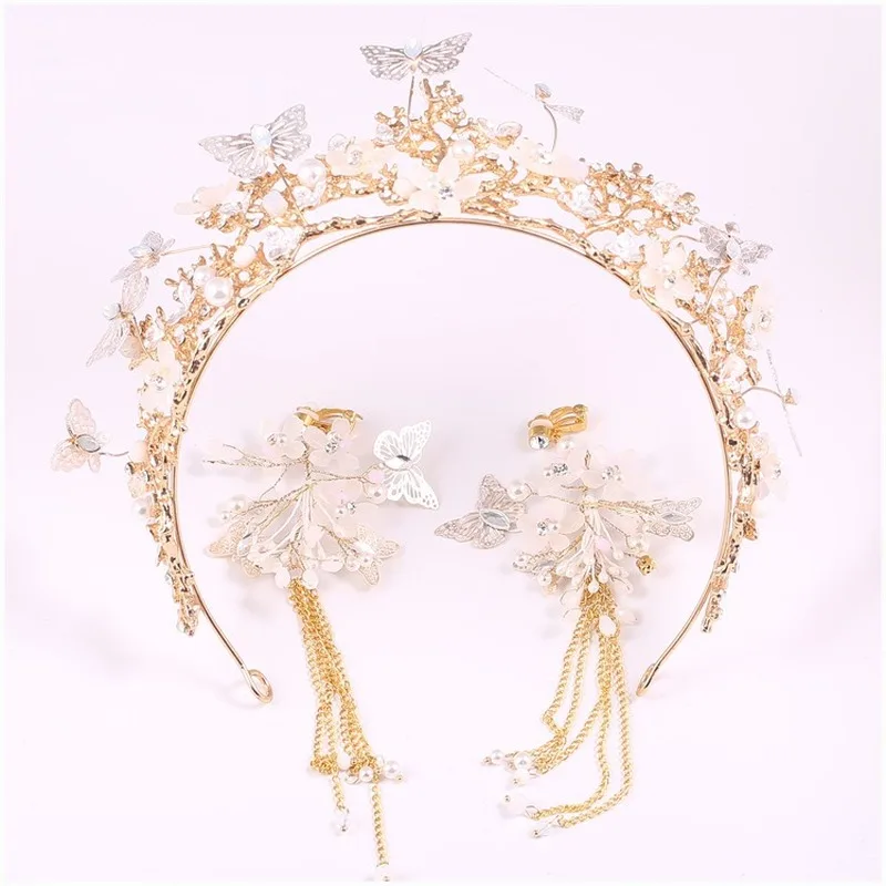 Высококачественный Свадебный головной убор в виде бабочки цветка хрустальной