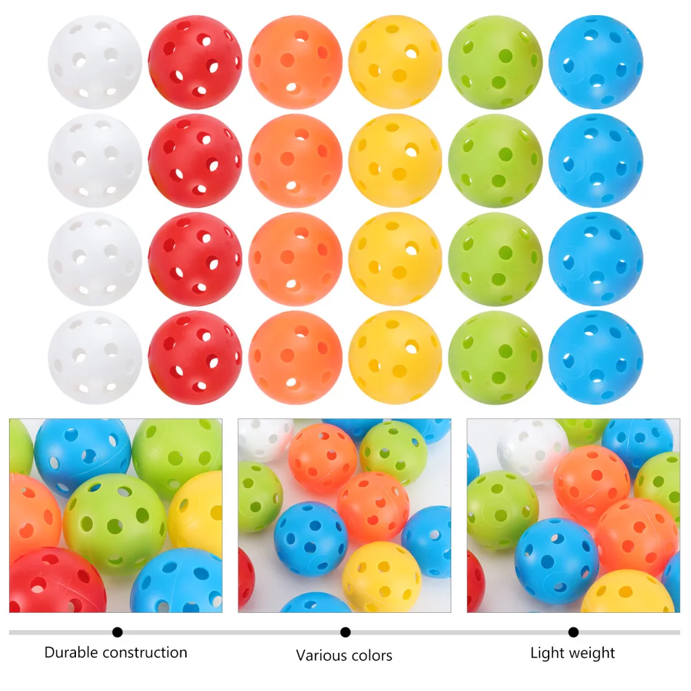 

24pcs Perforated Play Balls Hollow Practice Training Sports Balls (Mixed Colors)