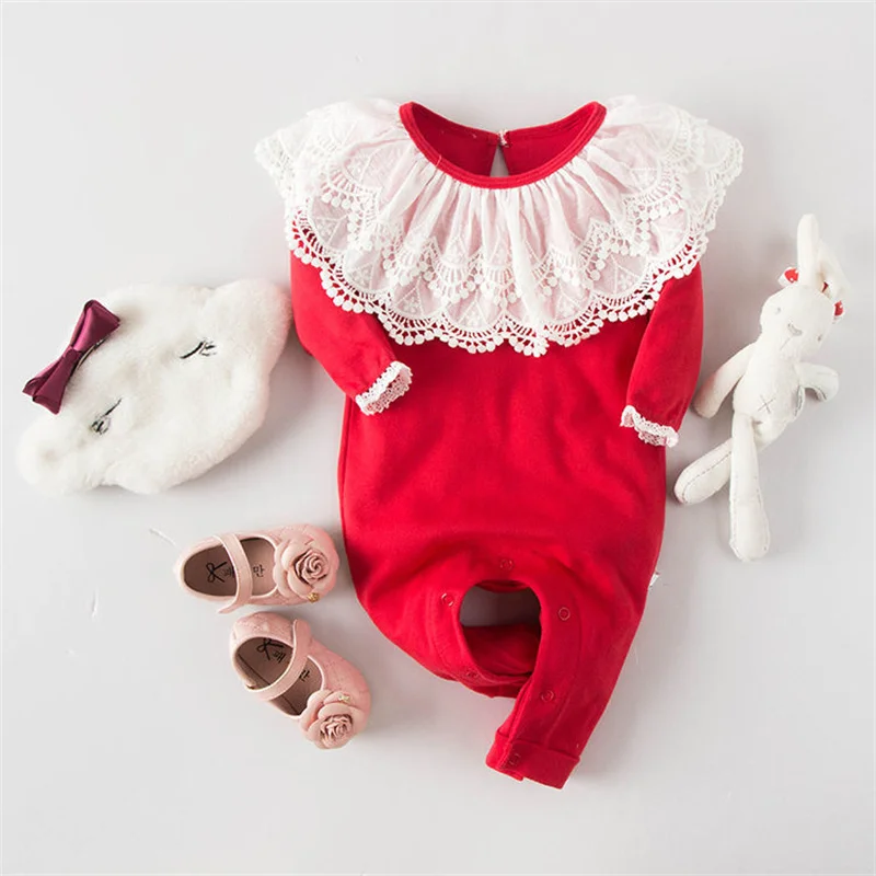 

Newborn Romper Infant Bebe Soft Cotton New Born Baby Girls Ruffle Jumpsuit Autumn Ropa De Bebe Varon 1ths Birthday Suit Outfits