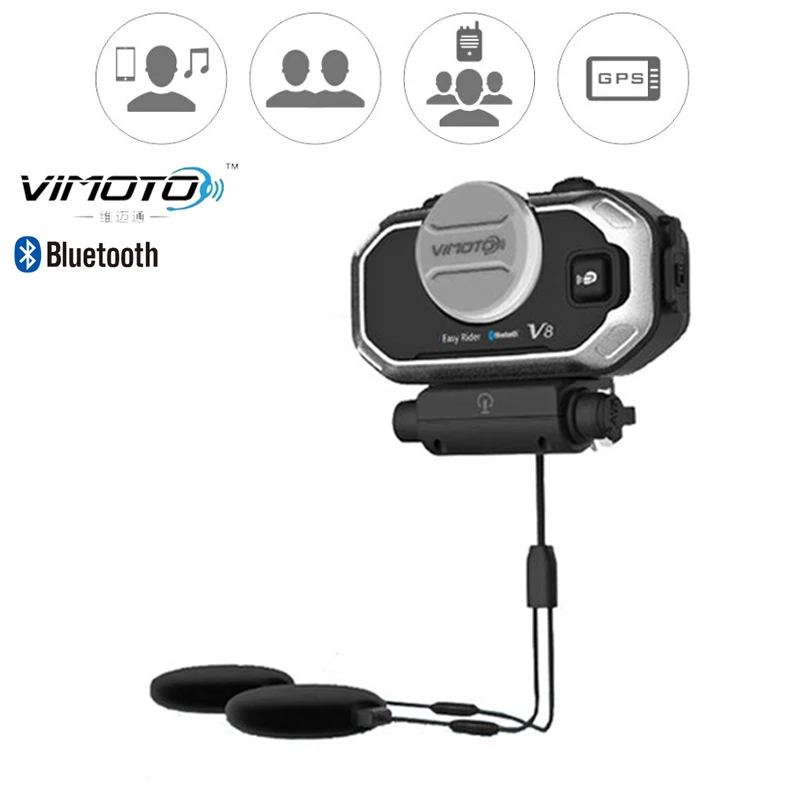 Английская версия Easy Rider vimoto V8 шлем Bluetooth гарнитура мотоцикл стерео наушники для мобильного телефона и gps 2 способ радио - Цвет: V8-1pcs