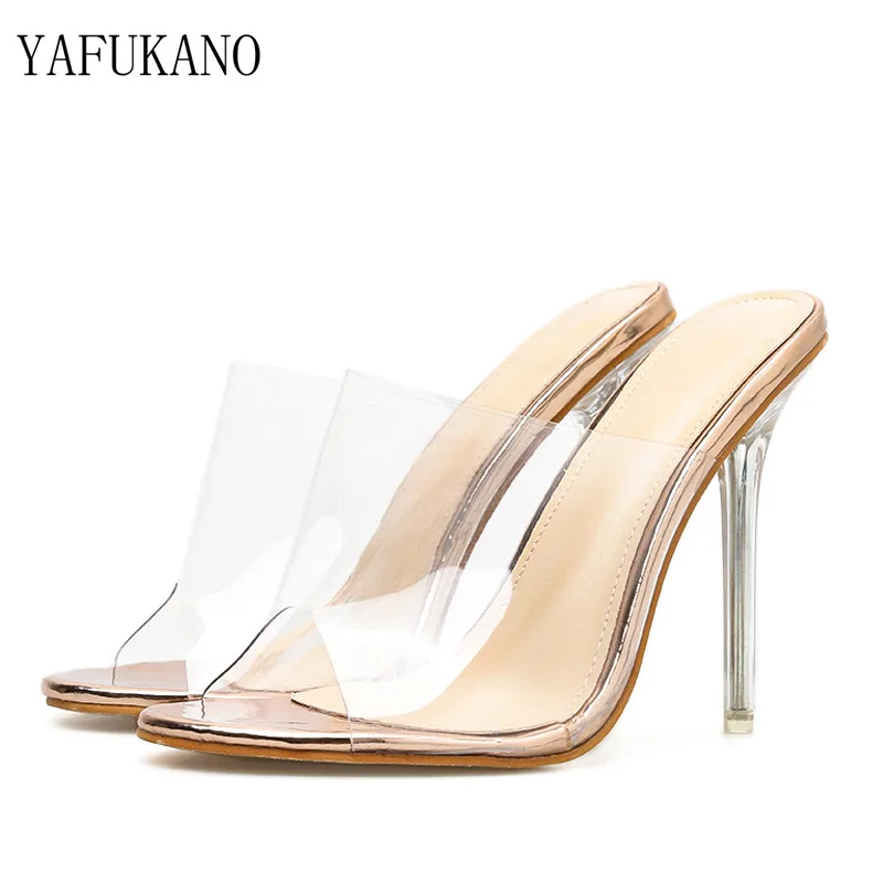 

Size 35-42 PVC Jelly Sandals Open Toe High Heels Women Transparent Perspex Slippers Shoes Heel Clear Sandals
