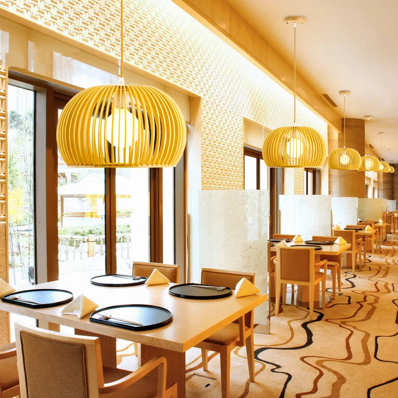 Современные деревянные подвесные светильники в виде птичьей клетки бамбуковые