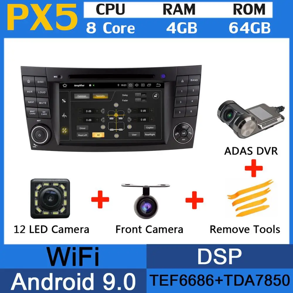 PX5-Adas 5 USB порт Android 9,0 PX6/Восьмиядерный 4 Гб ram автомобильный dvd-плеер для Mercedes Benz W211 W463 W219 W209 E G CLK CLS класс Автомагнитола - Цвет: PX5-Adas