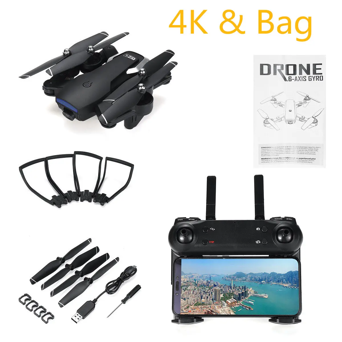 4k black bag 2,4G L107 1080P двойная Wifi камера s Drone 120M RC Drone gps полная широкоугольная камера приложение RC камера Drone gps - Цвет: 4k black bag