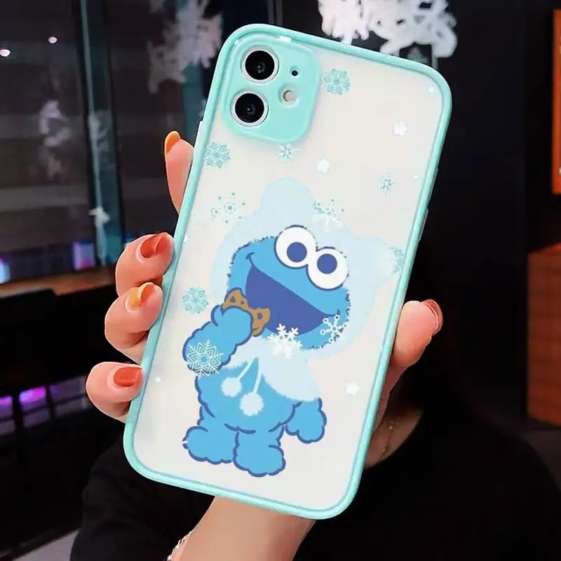

Cartoon Cute Sesame Cookie Monster Phone Case matte transparent For iphone 7 8 11 12 plus mini x xs xr pro max cover