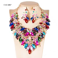 vintage jewelry sets women big necklace earring set indian dubai gold jewellery f1143 rhinestone party jewels 6 colors cacare