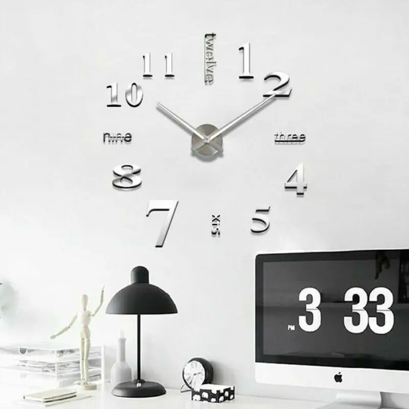 Современные DIY 2019 новая настоящая гостиная часы 3d наклейка на зеркало большие
