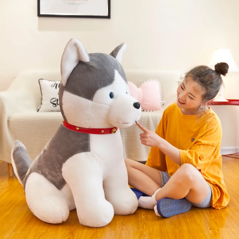 melhor Nova Pop Animal Husky Boneca De Pelúcia Gigante Bonito Dos Desenhos Animados Cão Brinquedo De Pelúcia Travesseiro Para A Menina Crianças Presente Decoração 70cm 90cm Dy50756